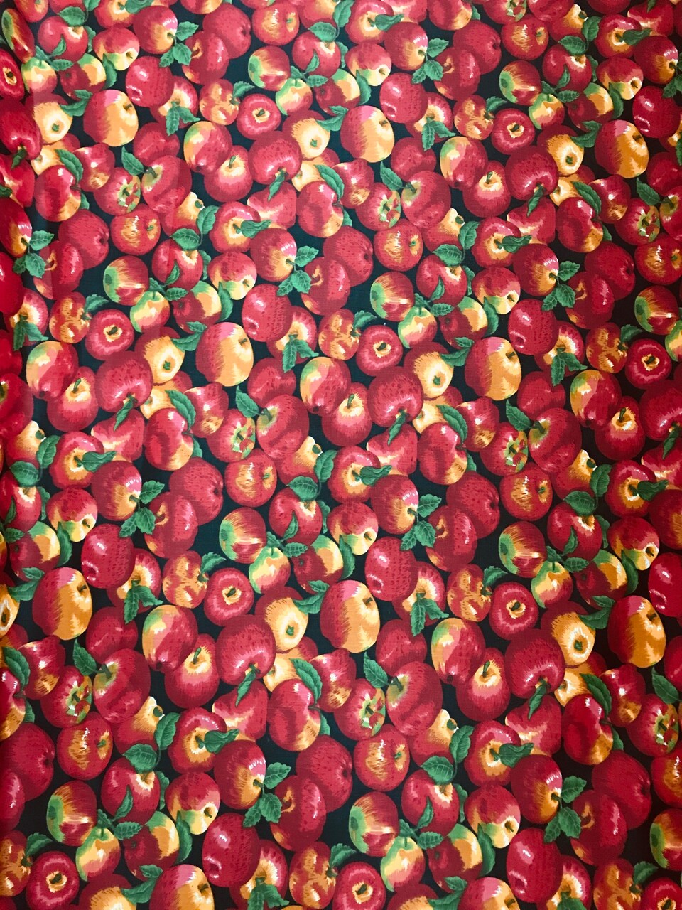 1 Yard Black Apple Printed Poly Cotton Fabric 59/60 Inch Width